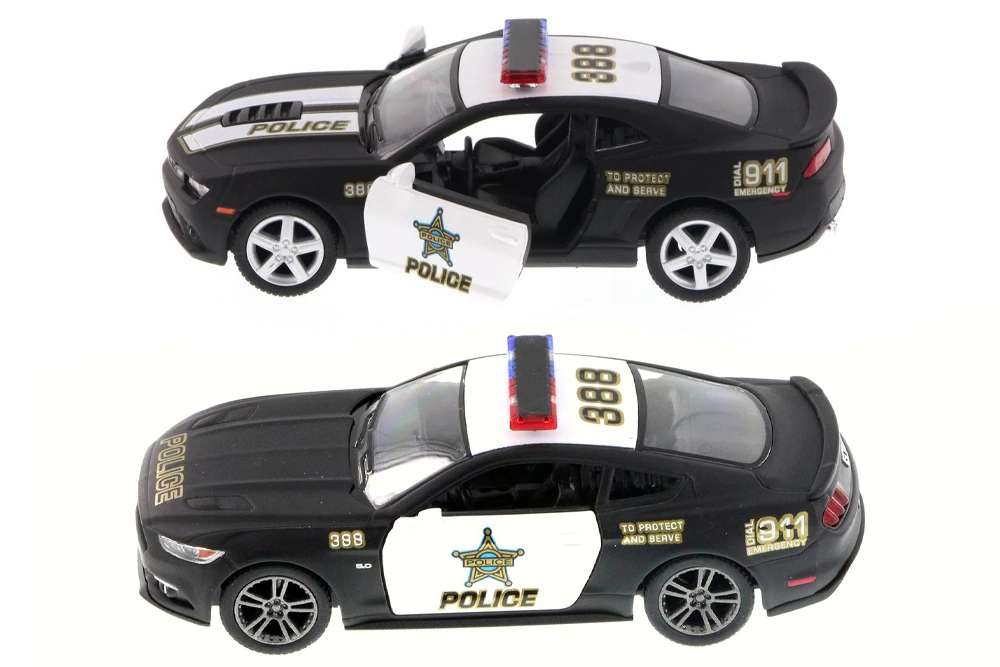 Ford/Chevy Police Car 2 Pack, Black - Kinsmart 5383DP-5386DP - 1/38 Scale Diecast Model Toy Cars