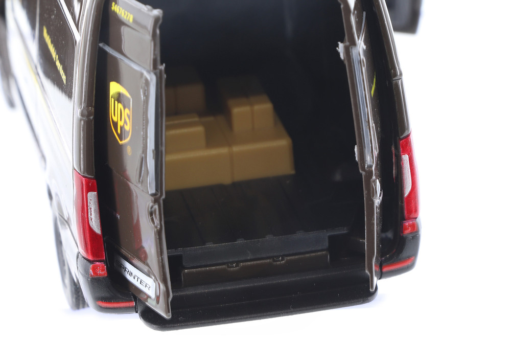 UPS/USPS Carrier Van 2 Pack, Brown/White - Kinsmart 5430D-5112D - 1/34 Scale Diecast Model Toy Cars