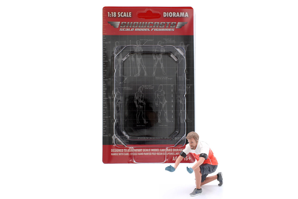 Race Crew Figure #1, Red/White - Showcasts AD-19001 - 1/18 Scale Figurine - Diorama Accessory