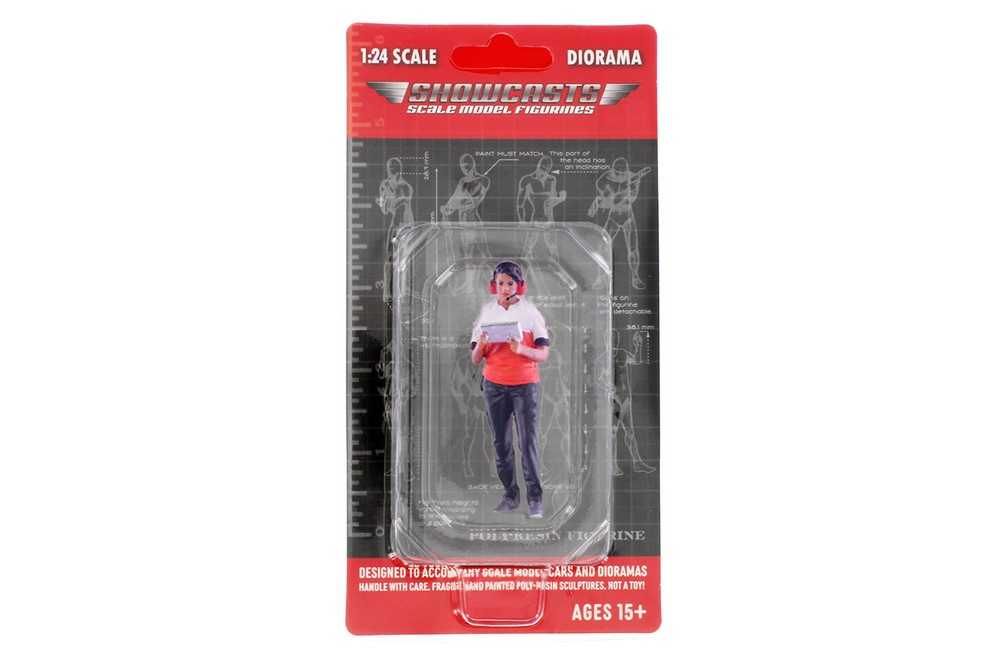 Race Crew Figure #3, Red/White - Showcasts AD-25003 - 1/24 Scale Figurine - Diorama Accessory