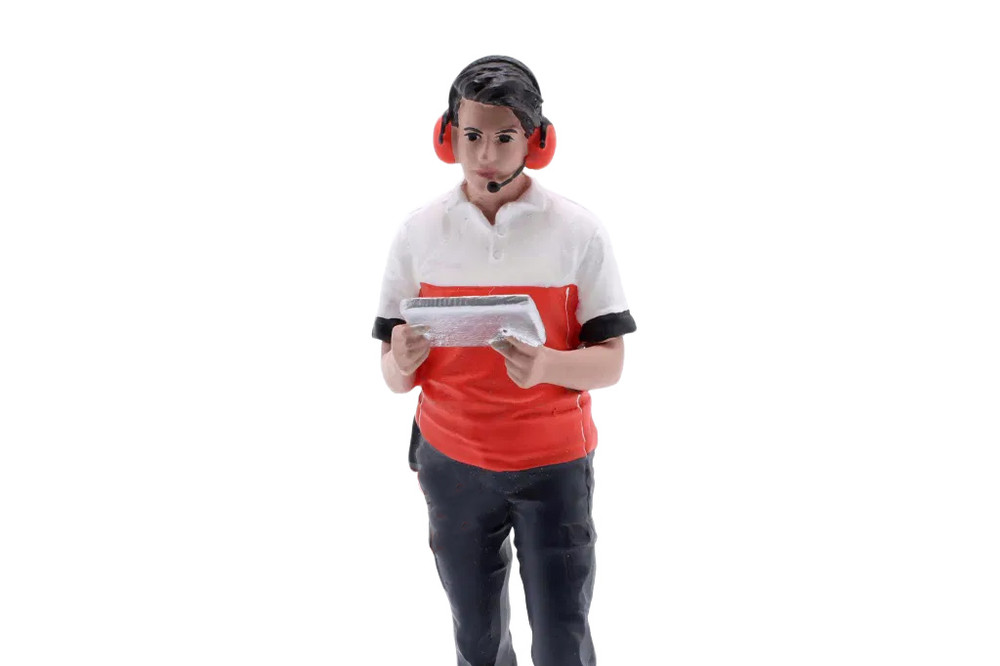 Race Crew Figure #3, Red/White - Showcasts AD-25003 - 1/24 Scale Figurine - Diorama Accessory
