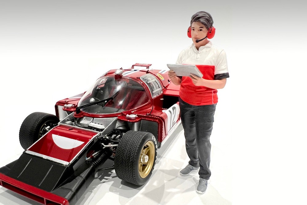 Race Crew Figure #3, Red/White - Showcasts AD-25003 - 1/24 Scale Figurine - Diorama Accessory