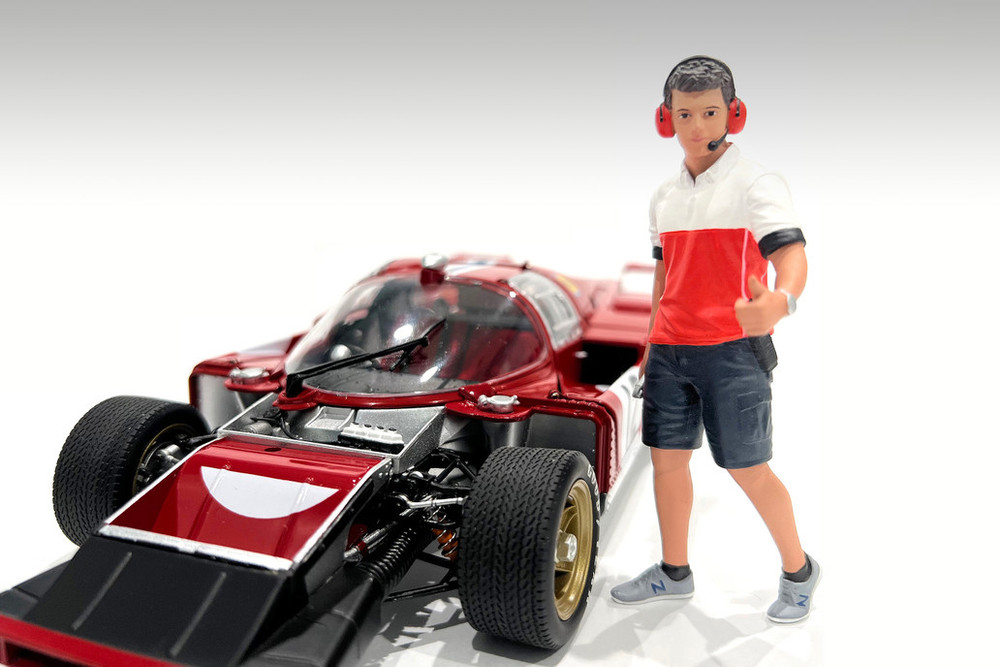 Race Crew Figure #2, Red/White - Showcasts AD-19002 - 1/18 Scale Figurine - Diorama Accessory
