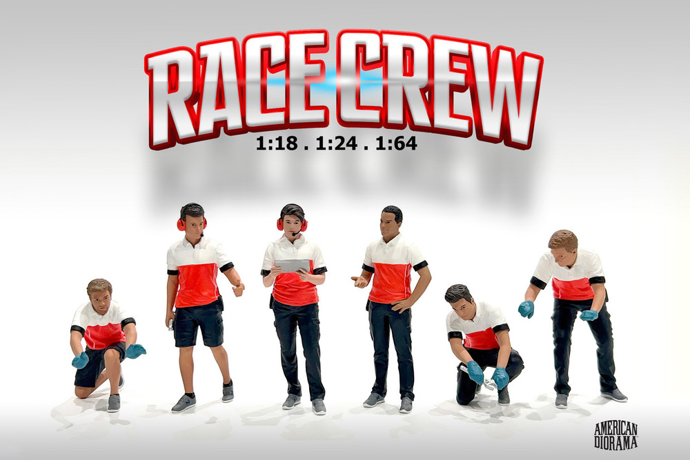 Race Crew Figure #2, Red/White - Showcasts AD-19002 - 1/18 Scale Figurine - Diorama Accessory
