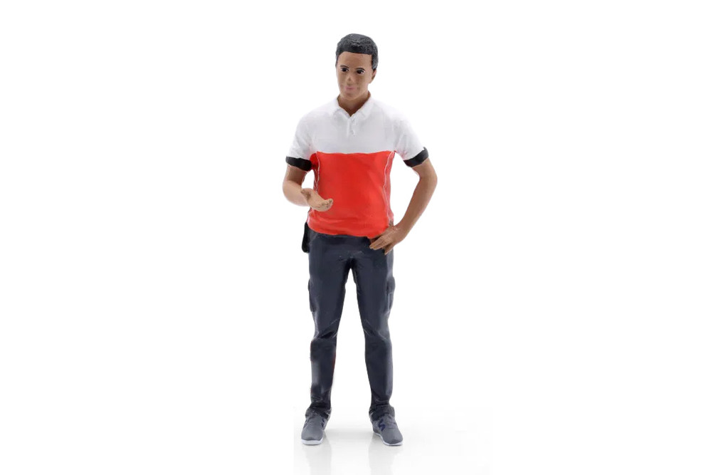 Race Crew Figure #4, Red/White - Showcasts AD-25004 - 1/24 Scale Figurine - Diorama Accessory