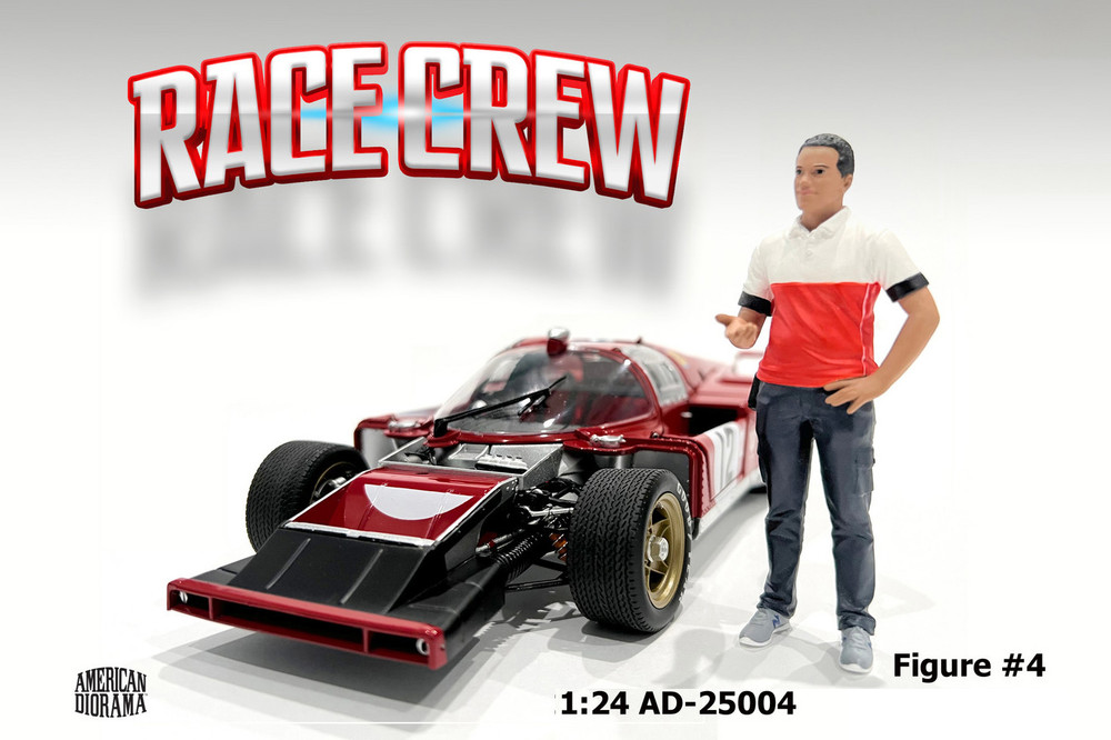 Race Crew Figure #4, Red/White - Showcasts AD-25004 - 1/24 Scale Figurine - Diorama Accessory