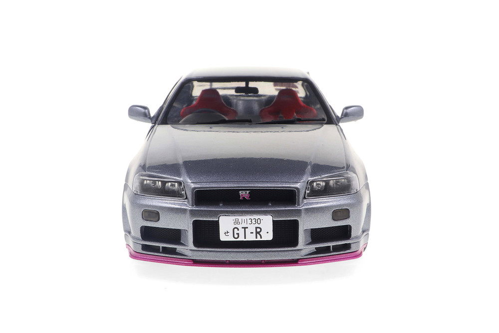 1999 Nissan Skyline (R34) GT-R Hardtop, Silver w/Purple Accents - Solido S1804310 - 1/18 Scale Diecast Model Toy Car