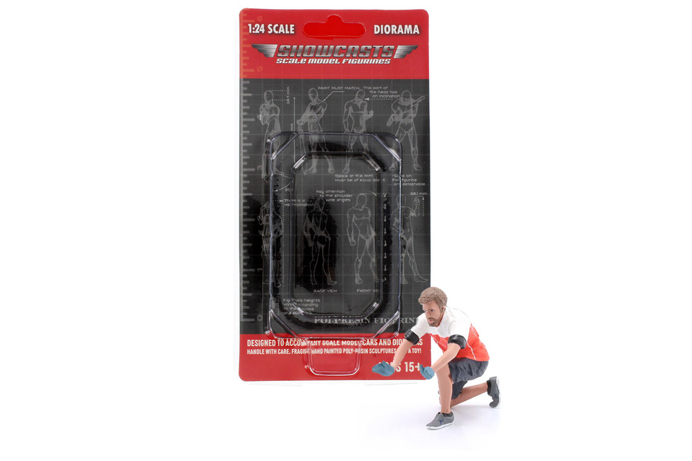 Race Crew Figure #1, Red/White - Showcasts AD-25001 - 1/24 Scale Figurine - Diorama Accessory