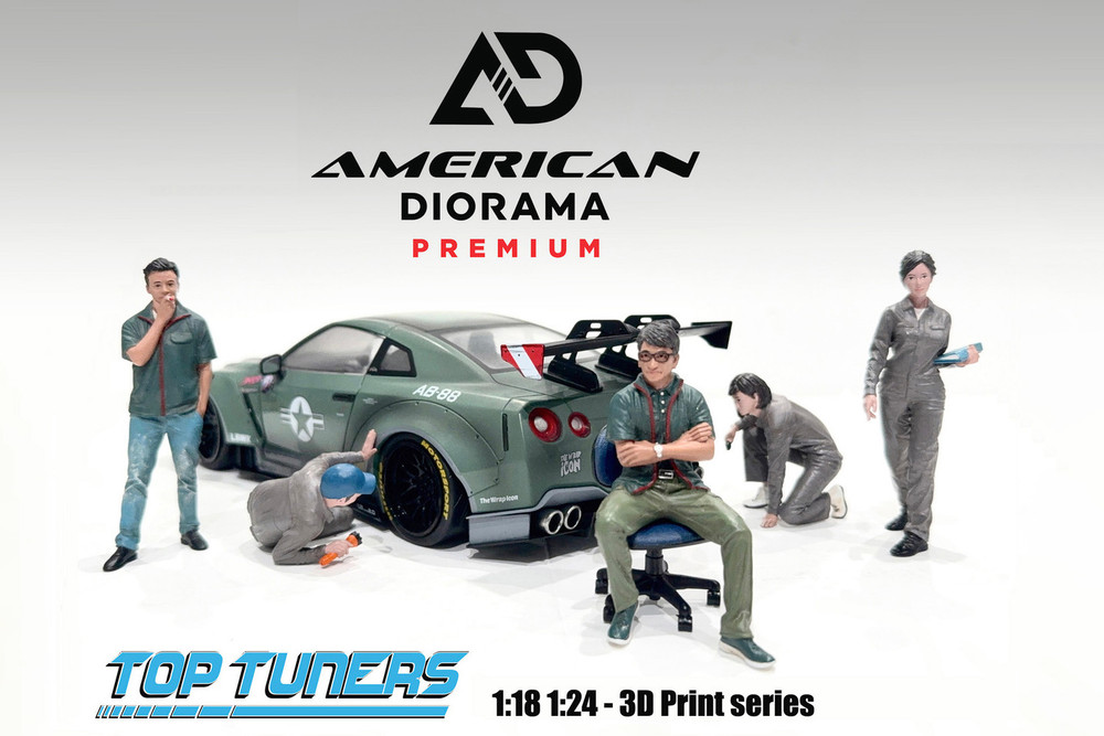Top Tuners Figure #1 w/Chair, Green - American Diorama ADP-70101 - 1/24 Scale Figurine - Diorama Accessory