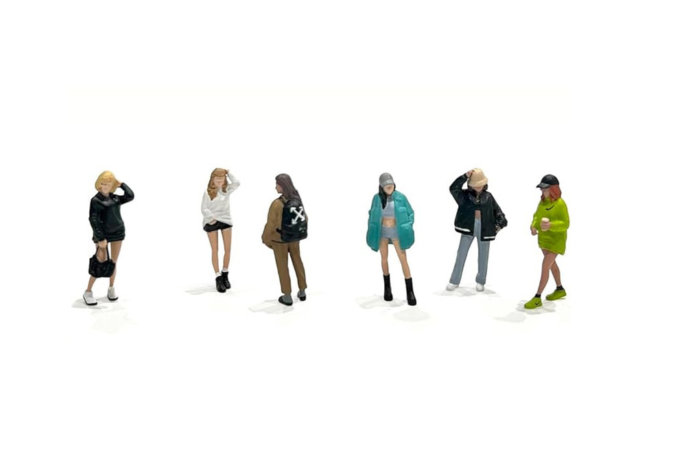 Metro Girls 6 pc. Figure Set - American Diorama AD-2408MJ - 1/64 Scale Figurine - Diorama Accessory