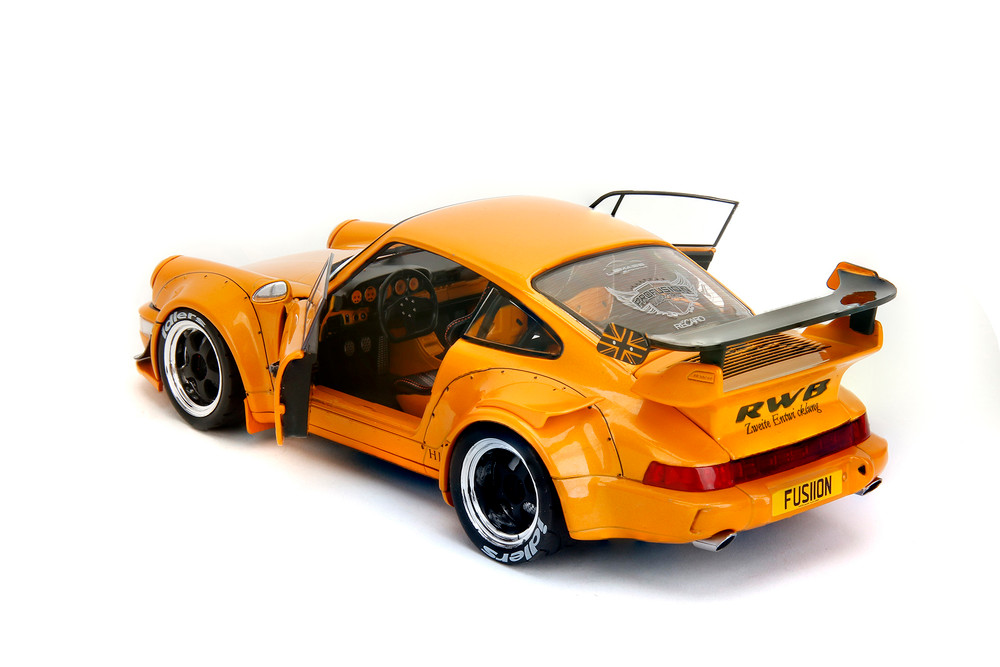 2016 Porsche RWB Body Kit Hibiki w/Display Base, Glossy Orange - Jada Toys 36383 - 1/18 Scale Diecast Model Toy Car