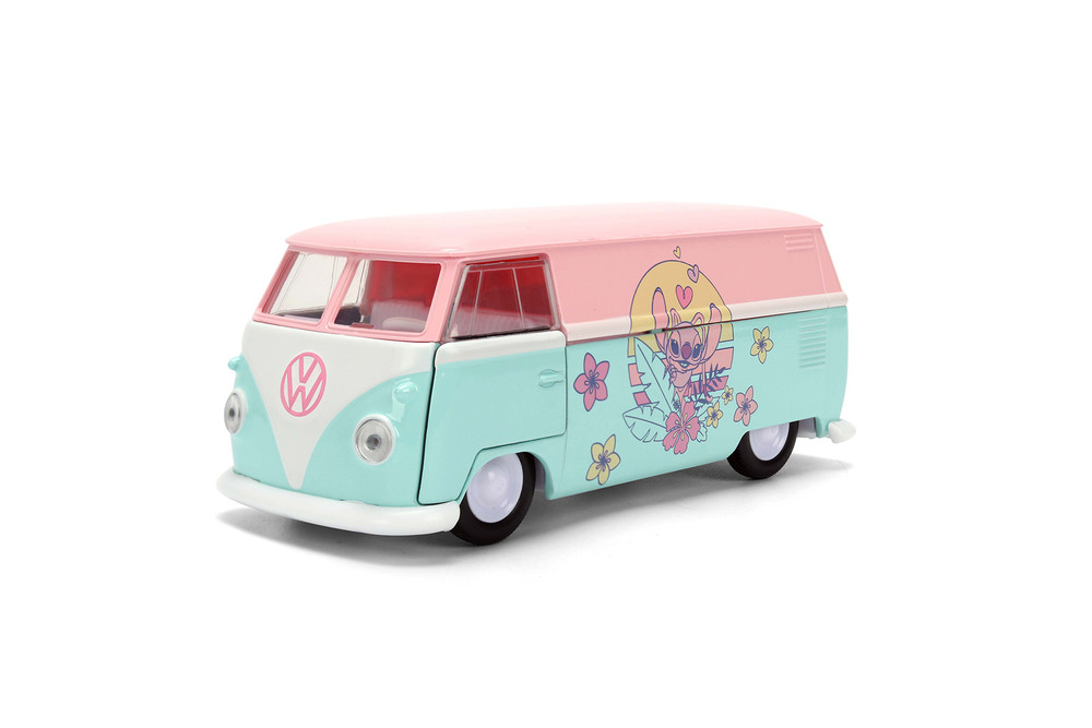 Disney Stitch 1961 Volkswagen Bus, Pastel Pink/Blue - Jada Toys