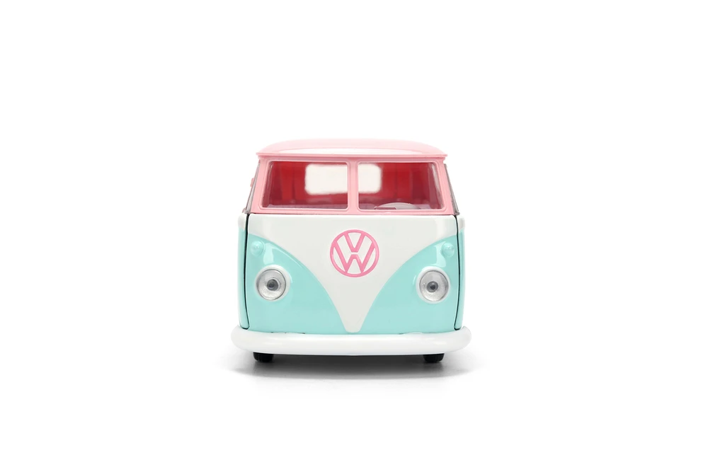 Disney Stitch 1961 Volkswagen Bus, Pastel Pink/Blue - Jada Toys 36358 - 1/32 Scale Diecast Model Toy Car