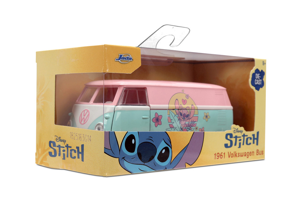 Disney Stitch 1961 Volkswagen Bus, Pastel Pink/Blue - Jada Toys