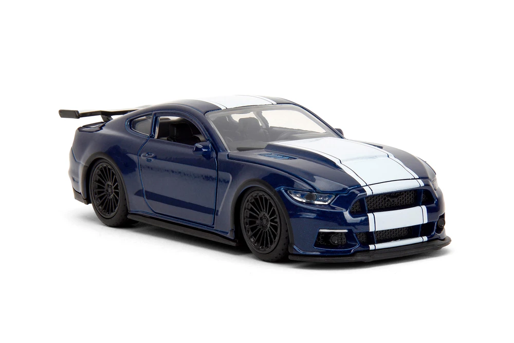 2016 Ford Mustang GT F9, Metallic Blue w/White Stripe - Jada Toys 34447 - 1/32 Scale Diecast Model Toy Car