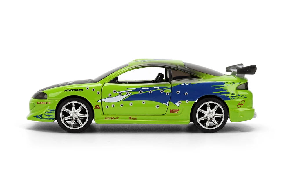 Brian's Mitsubishi Eclipse Damaged Version, Glossy Green - Jada Toys 36356 - 1/32 Scale Diecast Model Toy Car