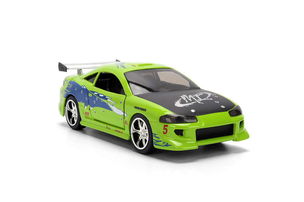 Brian's Mitsubishi Eclipse Damaged Version, Glossy Green - Jada Toys 36356 - 1/32 Scale Diecast Model Toy Car