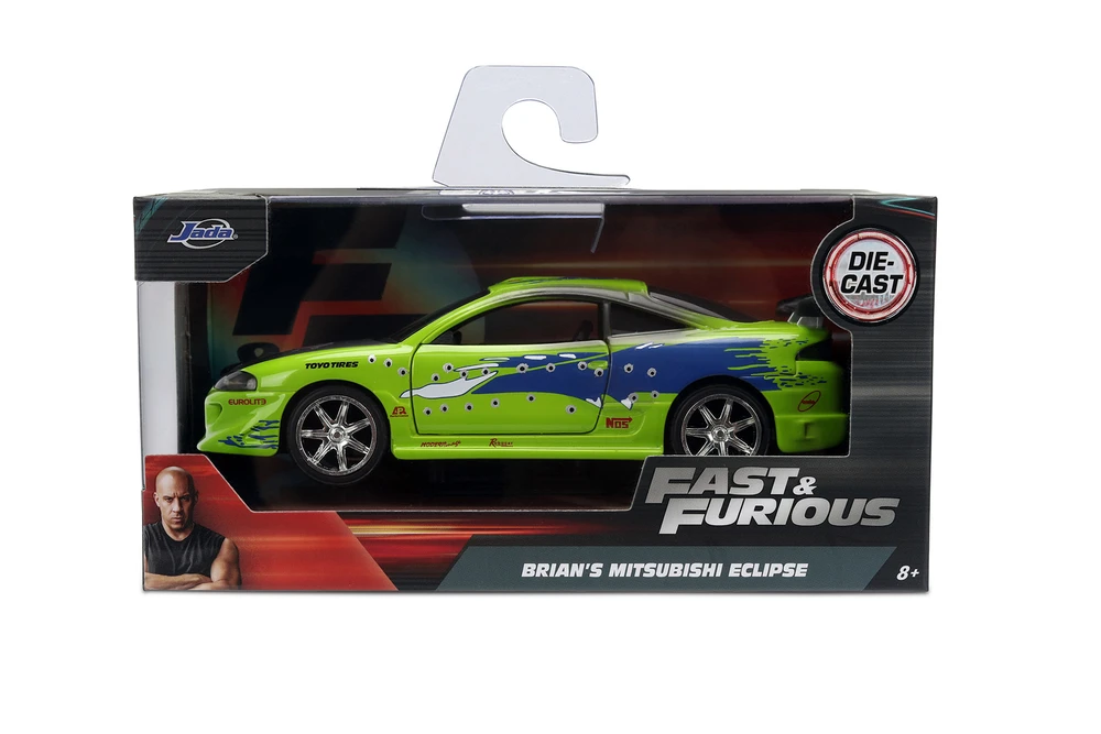 Brian's Mitsubishi Eclipse Damaged Version, Glossy Green - Jada Toys 36356 - 1/32 Scale Diecast Model Toy Car