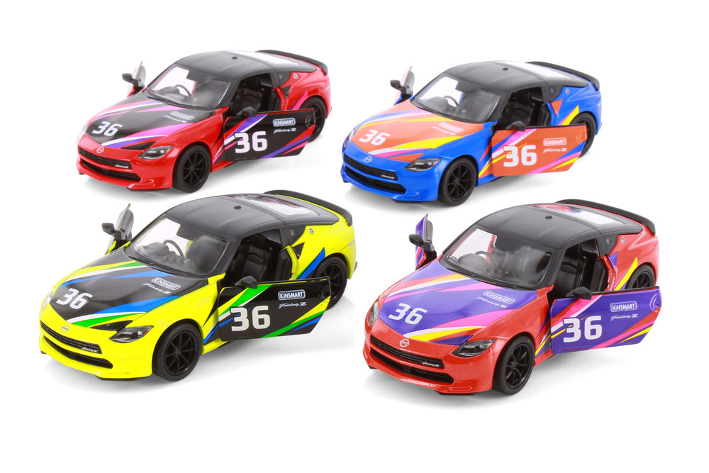 Box of 12 Nissan Fairlady Z Customized Livery Edition, ASSTD - Kinsmart 5443DF - 1/36 Scale Diecast Model Toy Cars
