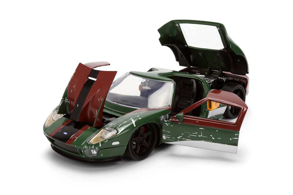 2005 Ford GT (Weathered) w/Boba Fett Figure, Star Wars - Jada Toys 36909 - 1/24 Scale Diecast Model Toy Car