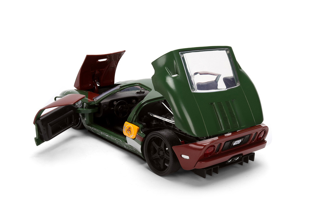 2005 Ford GT (Weathered) w/Boba Fett Figure, Star Wars - Jada Toys 36909 - 1/24 Scale Diecast Model Toy Car