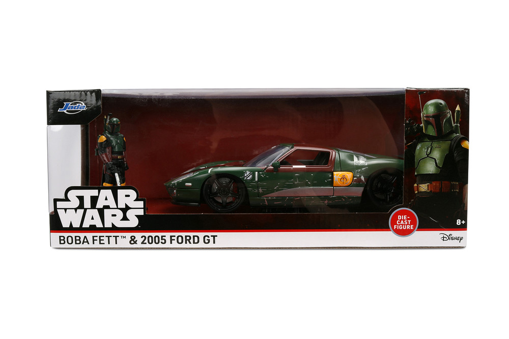 2005 Ford GT (Weathered) w/Boba Fett Figure, Star Wars - Jada Toys 36909 - 1/24 Scale Diecast Model Toy Car