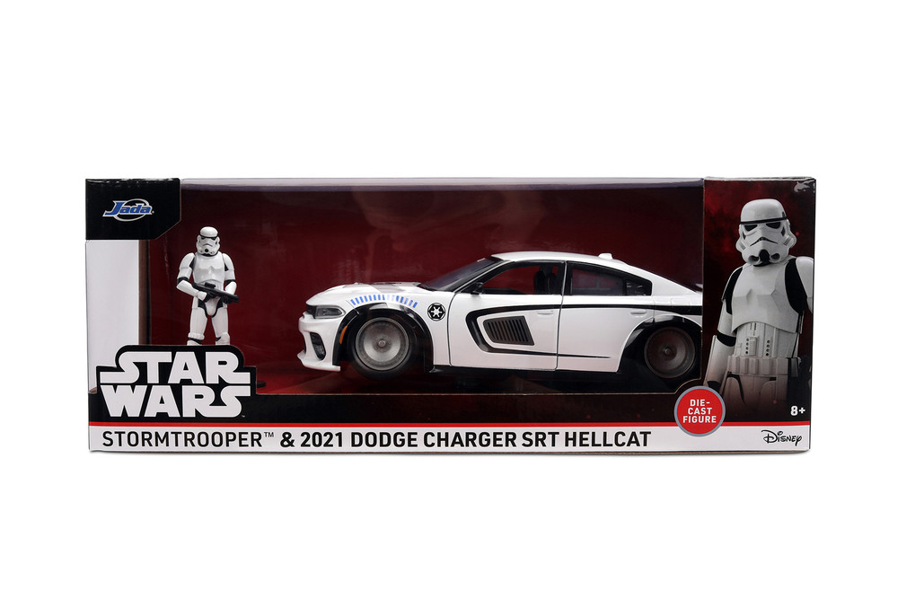2021 Dodge Charger SRT Hellcat w/Stormtrooper Figure, Star Wars - Jada Toys 36478 - 1/24 Scale Diecast Model Toy Car