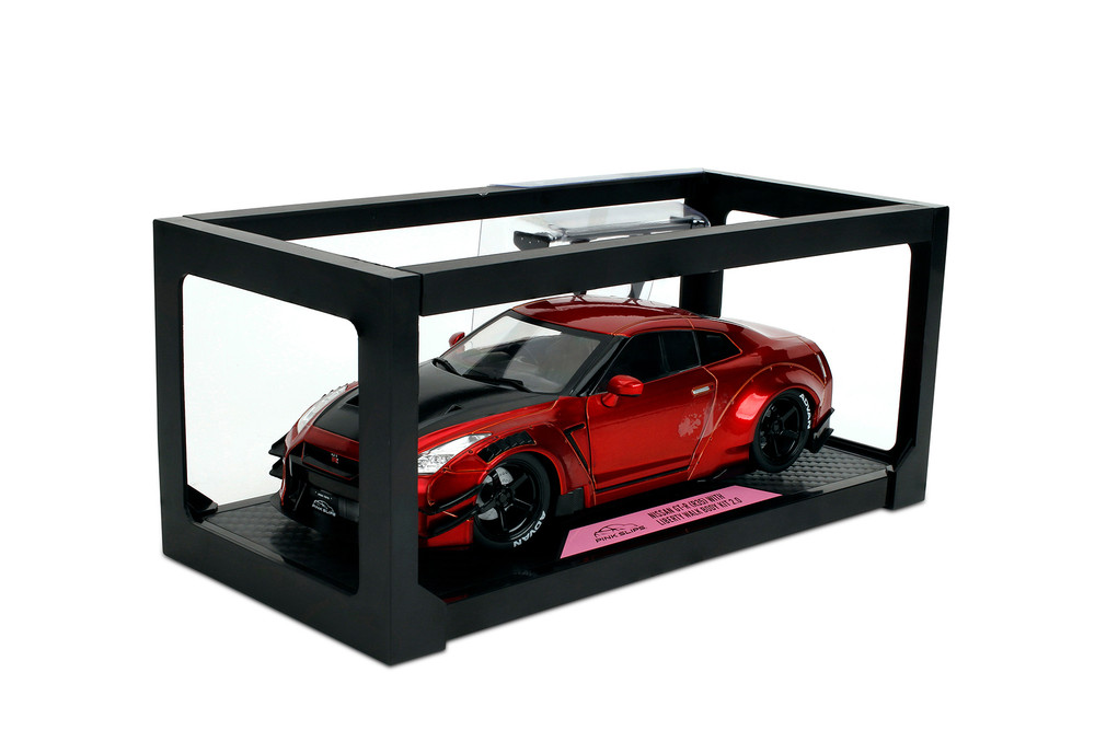 Nissan GT-R (R35) w/Liberty Walk Body Kit 2.0 & Display Base, Candy Red - Jada Toys 36465 - 1/18 Scale Diecast Model Toy Car