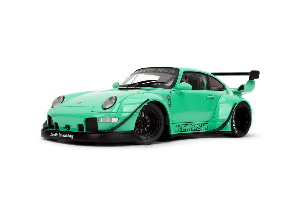 Porsche RWB Body Kit Kei Kishi w/Display Base, Glossy Teal Green - Jada Toys 36463 - 1/18 Scale Diecast Model Toy Car