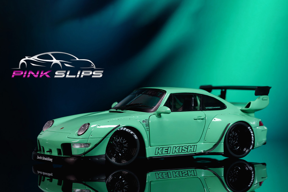 Porsche RWB Body Kit Kei Kishi w/Display Base, Glossy Teal Green - Jada Toys 36463 - 1/18 Scale Diecast Model Toy Car