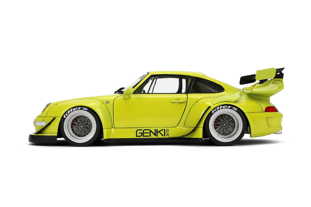 Porsche RWB Body Kit Genki w/Display Base, Lime Green - Jada Toys 36472 - 1/18 Scale Diecast Model Toy Car