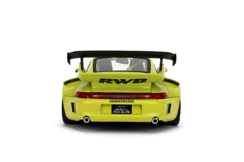 Porsche RWB Body Kit Genki w/Display Base, Lime Green - Jada Toys 36472 - 1/18 Scale Diecast Model Toy Car