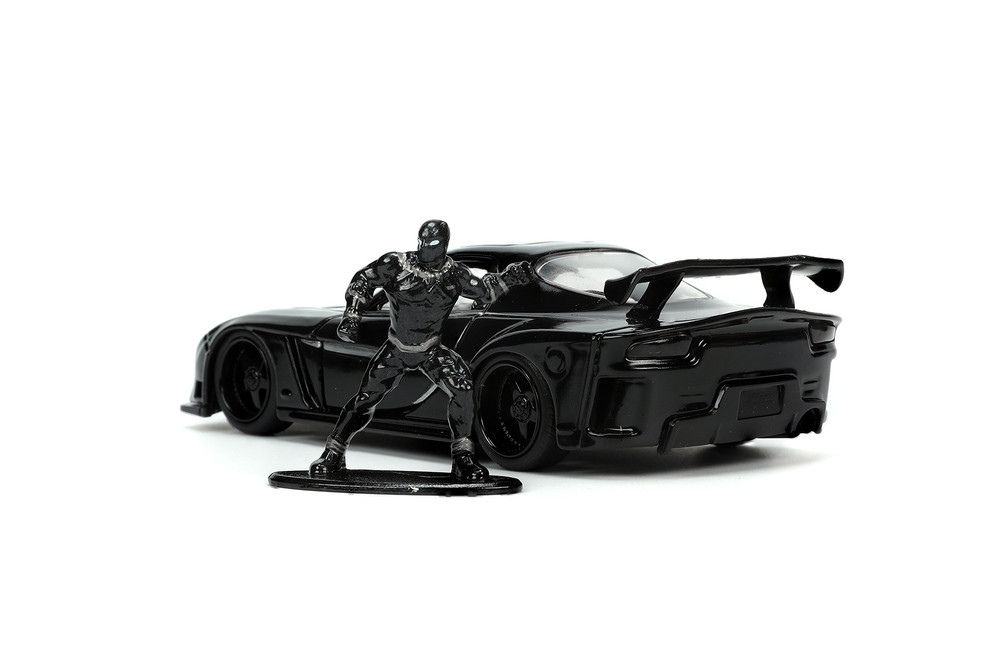 1995 Mazda RX-7 w/Black Panther Figure, Black - Jada Toys 33078 - 1/32 scale Diecast Model Toy Car
