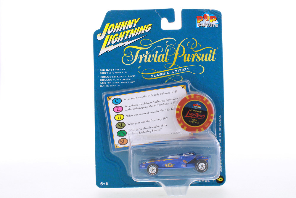 Johnny Lightning Special with Poker Chip (Collector Token) and Game Card, Blue Metallic - Johnny Lightning R-23574 - 1/64 scale Diecast Model Toy Car