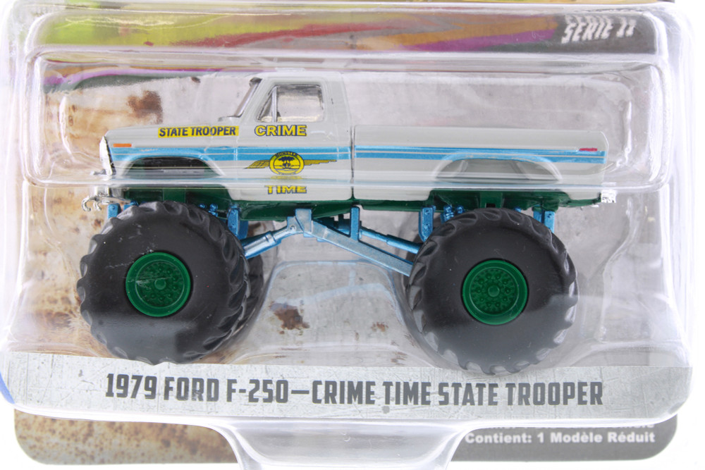 GREEN MACHINE 1979 Ford F-250 Monster Truck, Crime Time State Trooper - Greenlight 49110 - 1/64 Scale Diecast Car