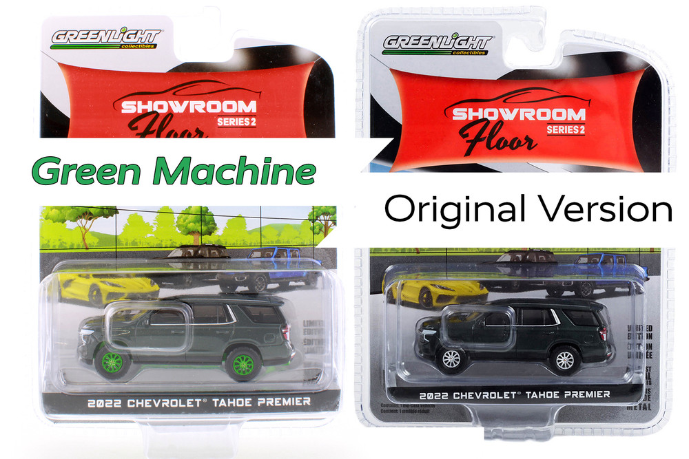 GREEN MACHINE 2022 Chevy Tahoe Premier, Gray - Greenlight 68020D/48 - 1/64 Scale Diecast Model Toy Car