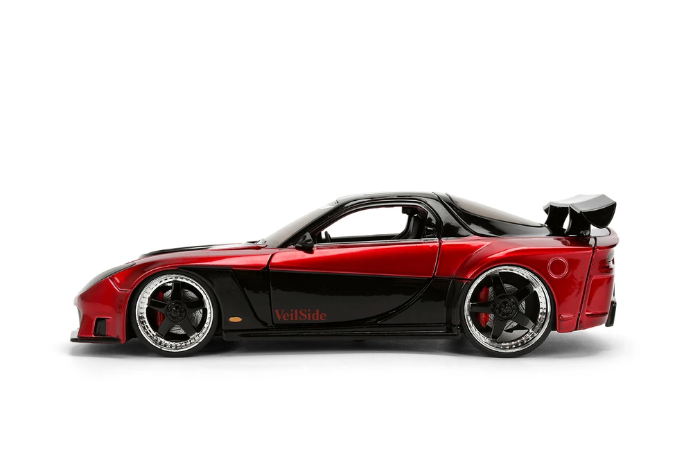 1995 Mazda RX-7 Widebody, Candy Red/Black - Jada Toys 37646 - 1/24 Scale Diecast Model Toy Car