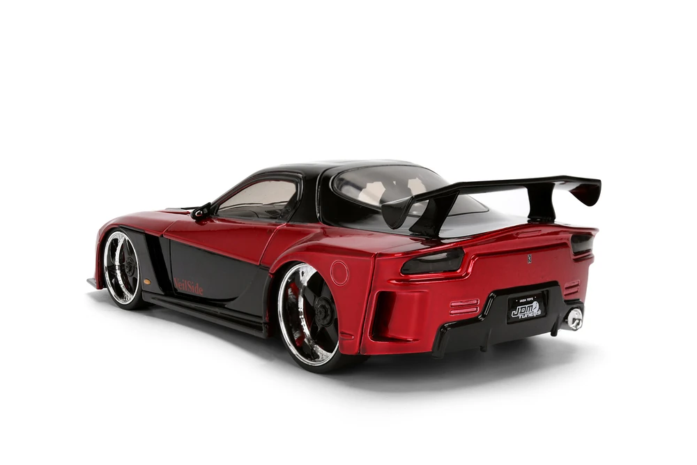 1995 Mazda RX-7 Widebody, Candy Red/Black - Jada Toys 37646 - 1/24 Scale Diecast Model Toy Car