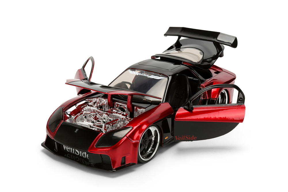 1995 Mazda RX-7 Widebody, Candy Red/Black - Jada Toys 37646 - 1/24