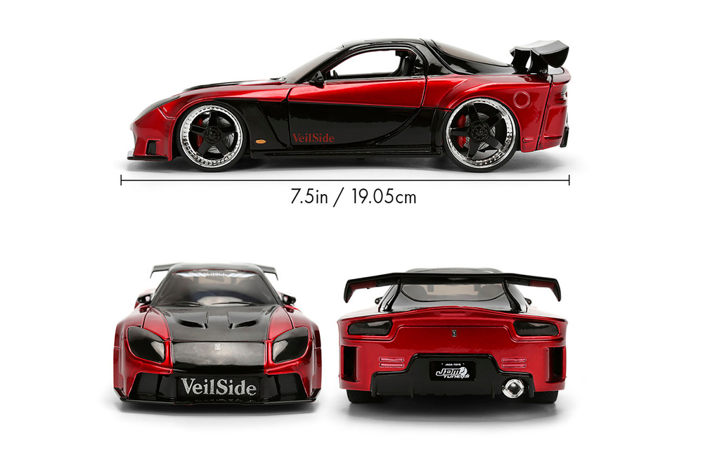 1995 Mazda RX-7 Widebody, Candy Red/Black - Jada Toys 37646 - 1/24
