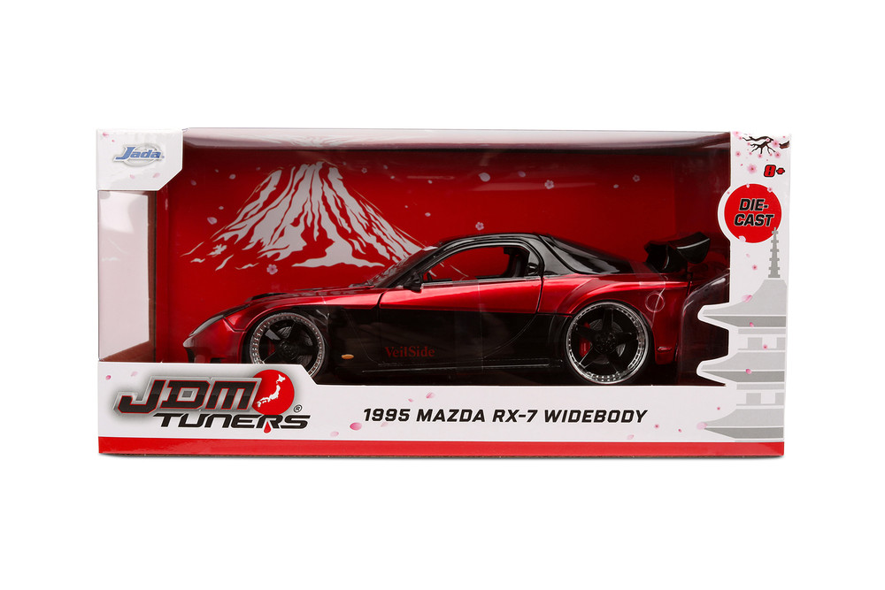 1995 Mazda RX-7 Widebody, Candy Red/Black - Jada Toys 37646 - 1/24