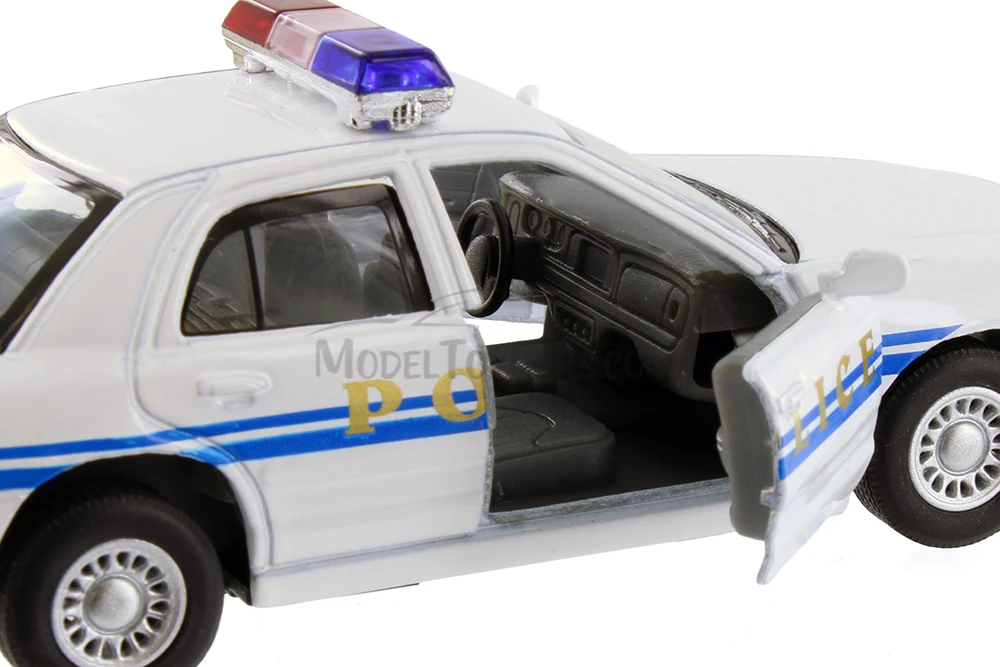 Ford Crown Victoria Police Interceptor, White - Kinsmart 5327/3D - 1/42 scale Diecast Model Toy Car