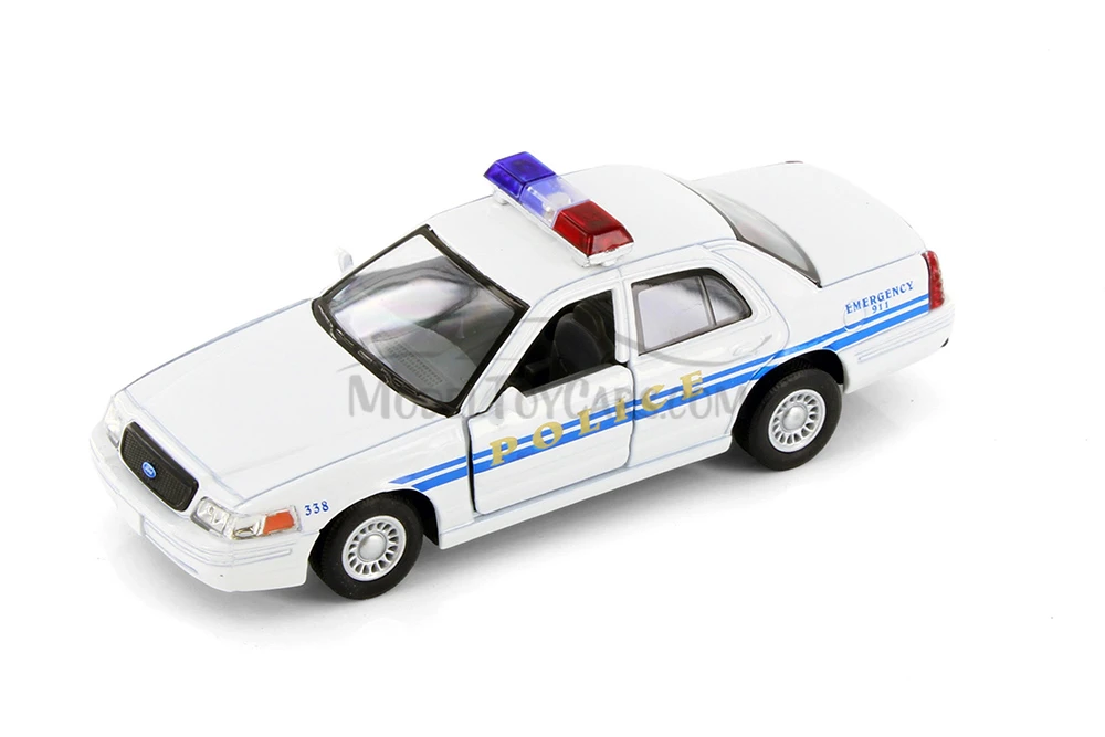 Ford Crown Victoria Police Interceptor, White - Kinsmart 5327/3D - 1/42 scale Diecast Model Toy Car