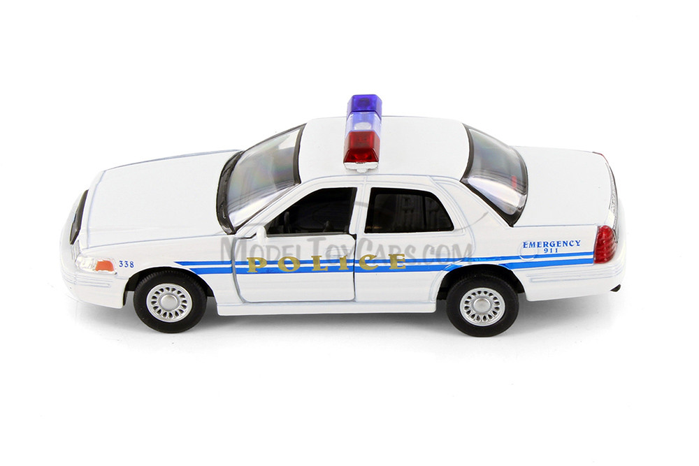 Ford Crown Victoria Police Interceptor, White - Kinsmart 5327/3D - 1/42 scale Diecast Model Toy Car