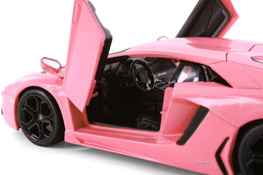 Box of 4 Lamborghini Aventador Coupe, Pink - Showcasts 37210DPK - 1/24 Scale Diecast Model Toy Cars