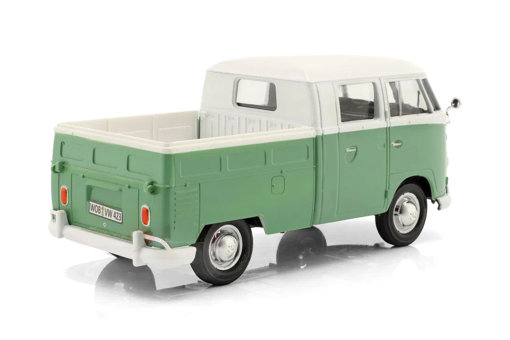 Volkswagen Type 2 (T1) Double Cab Pickup, Green/White - Showcasts 71343GN - 1/24 Scale Diecast Model Toy Car