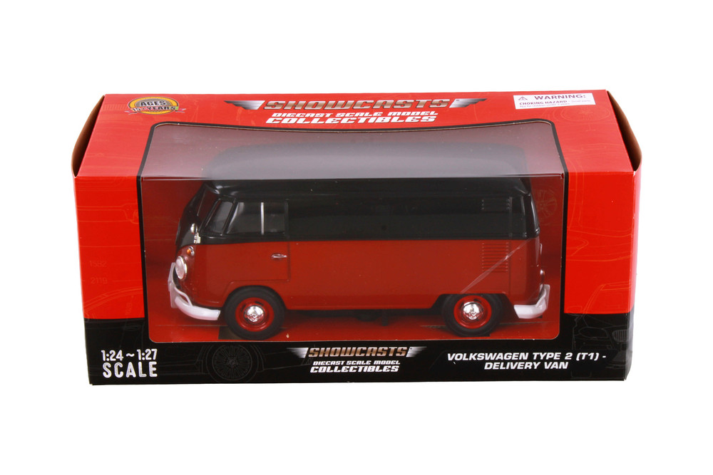 Volkswagen Type 2 (T1) Delivery Van, Red/Black - Showcasts 71342R - 1/24 Scale Diecast Model Toy Car