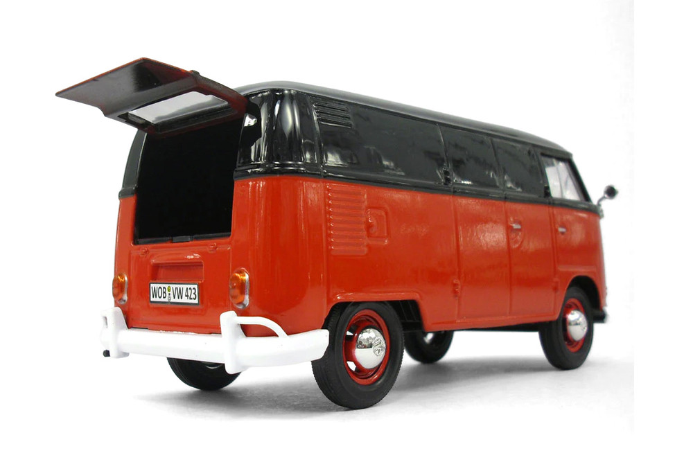 Volkswagen Type 2 (T1) Delivery Van, Red/Black - Showcasts 71342R - 1/24 Scale Diecast Model Toy Car