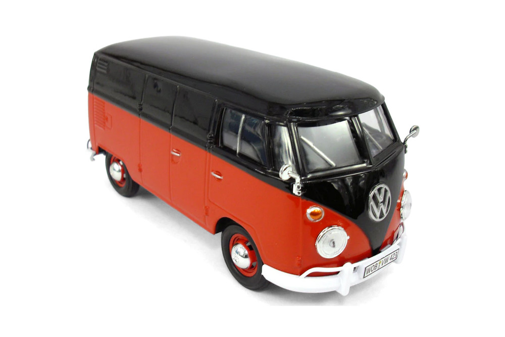 Volkswagen Type 2 (T1) Delivery Van, Red/Black - Showcasts 71342R - 1/24 Scale Diecast Model Toy Car