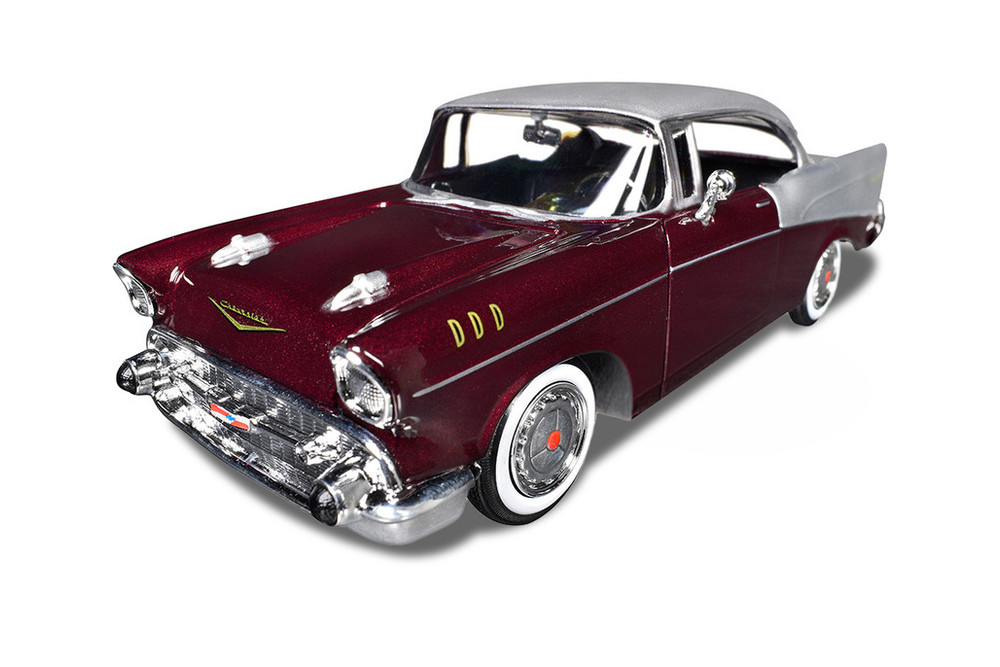 1957 Chevy Bel Air Hard Top, Burgundy/Silver - Showcasts 77228BG - 1/24 Scale Diecast Model Toy Car